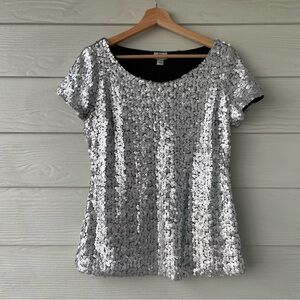 New Worthington Sequin Silver top size Large